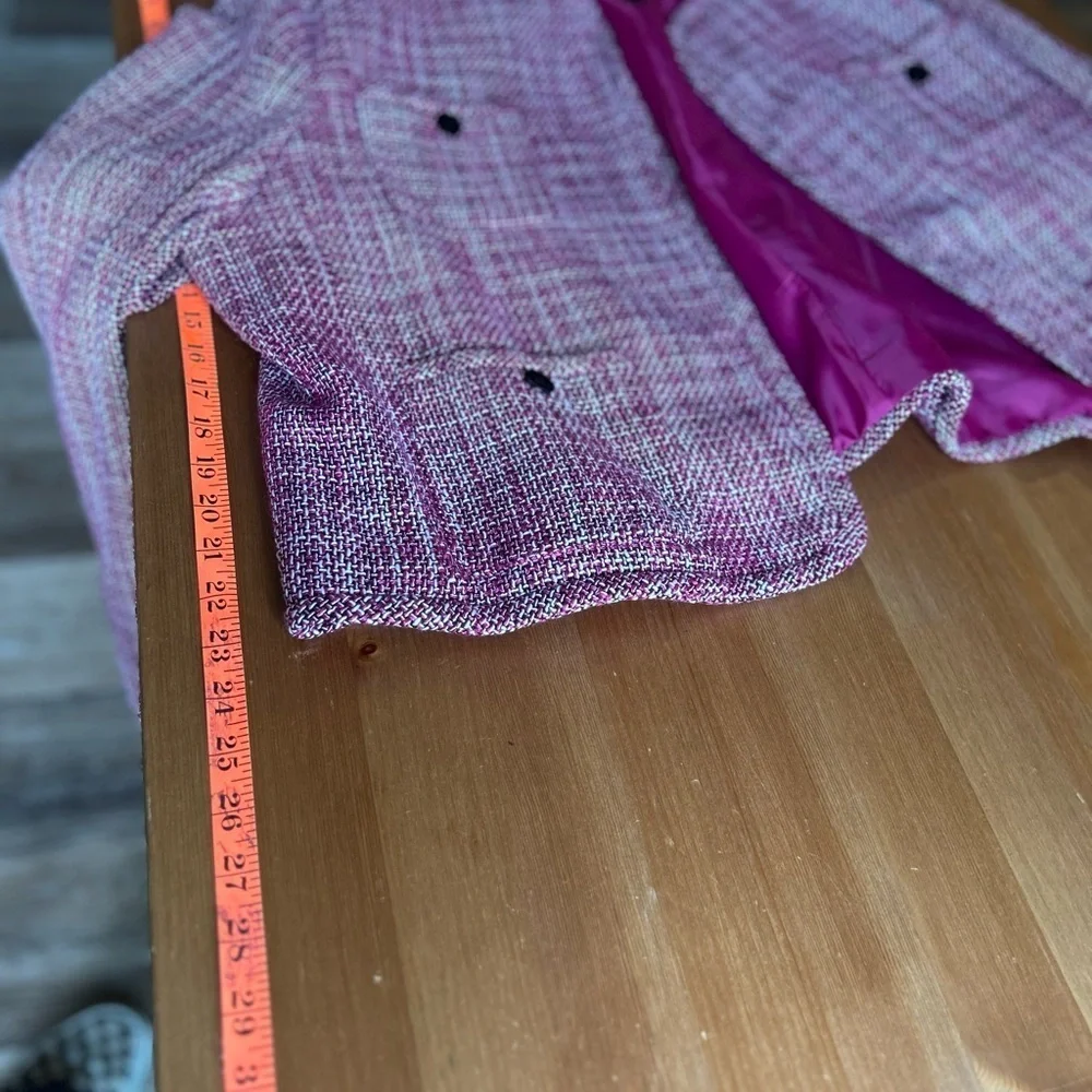 Bar III XXL Women's Tweed Patch-Pocket Kissing Jacket Pink Black White Career